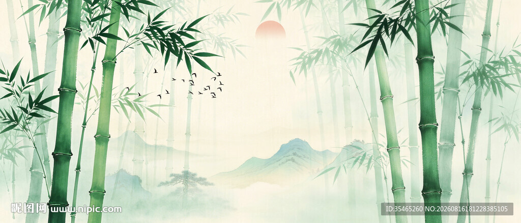 竹叶水墨竹子背景