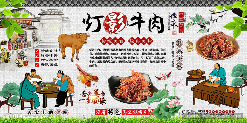 灯影牛肉背景墙