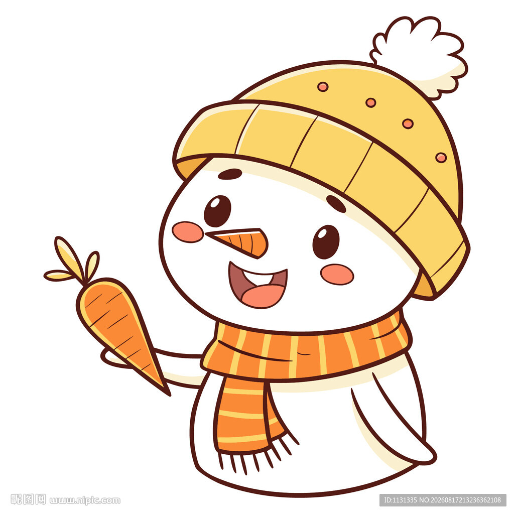 戴帽雪人手持胡萝卜