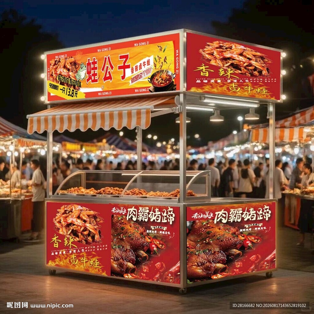 香辣卤牛蛙 肉霸猪蹄 夜市摆摊