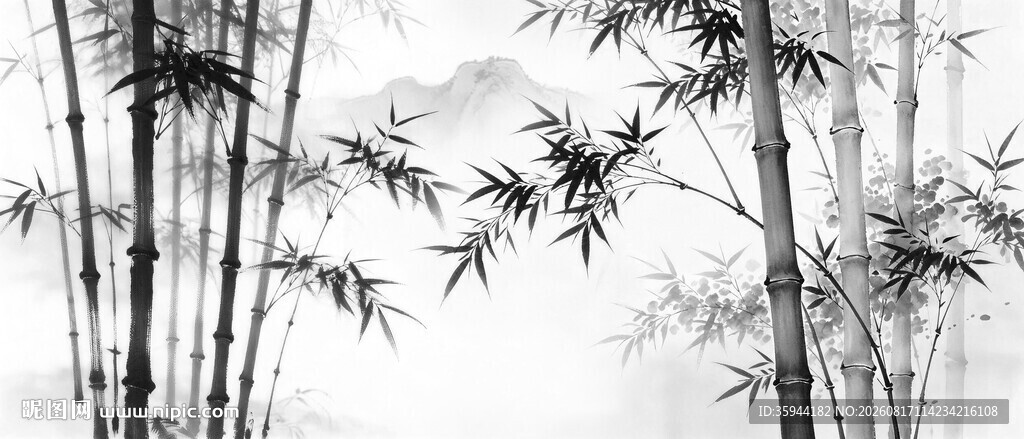 新中式水墨竹子装饰画