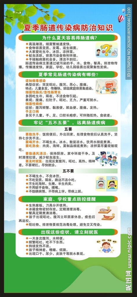 预防肠道传染病知识展架