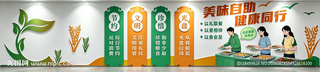 餐厅 食堂文化墙绿色环保主题宣