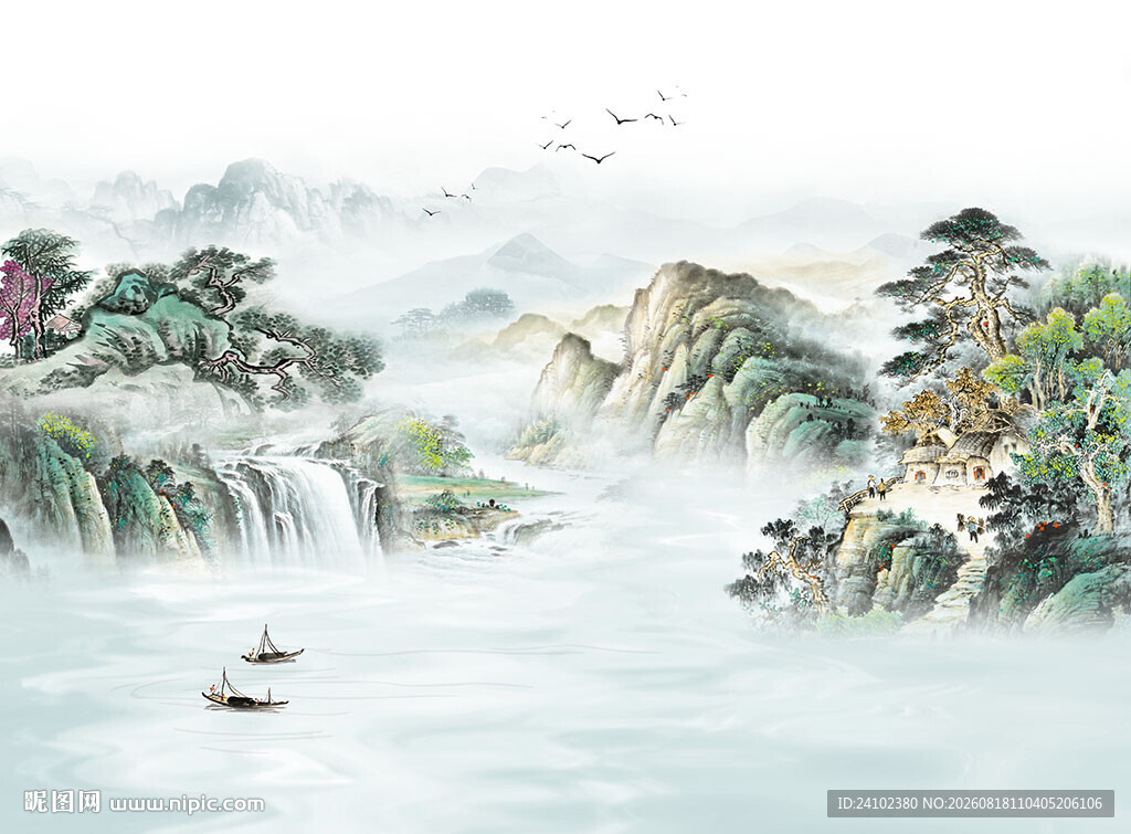 中式山水绿水青山