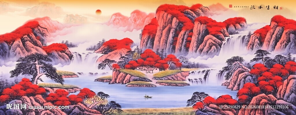 聚宝盆风水画鸿运当头