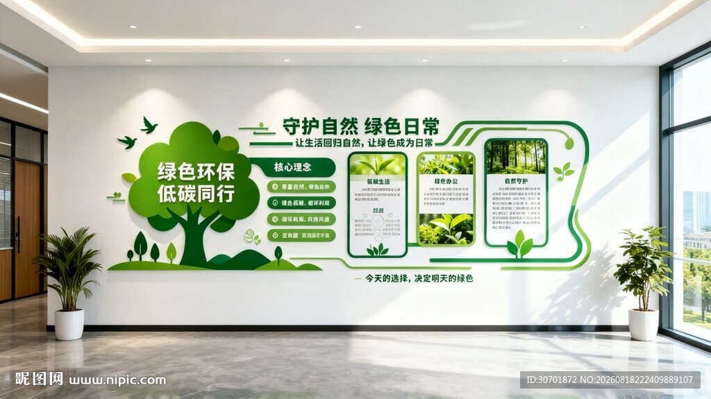 绿色环保主题文化墙展示