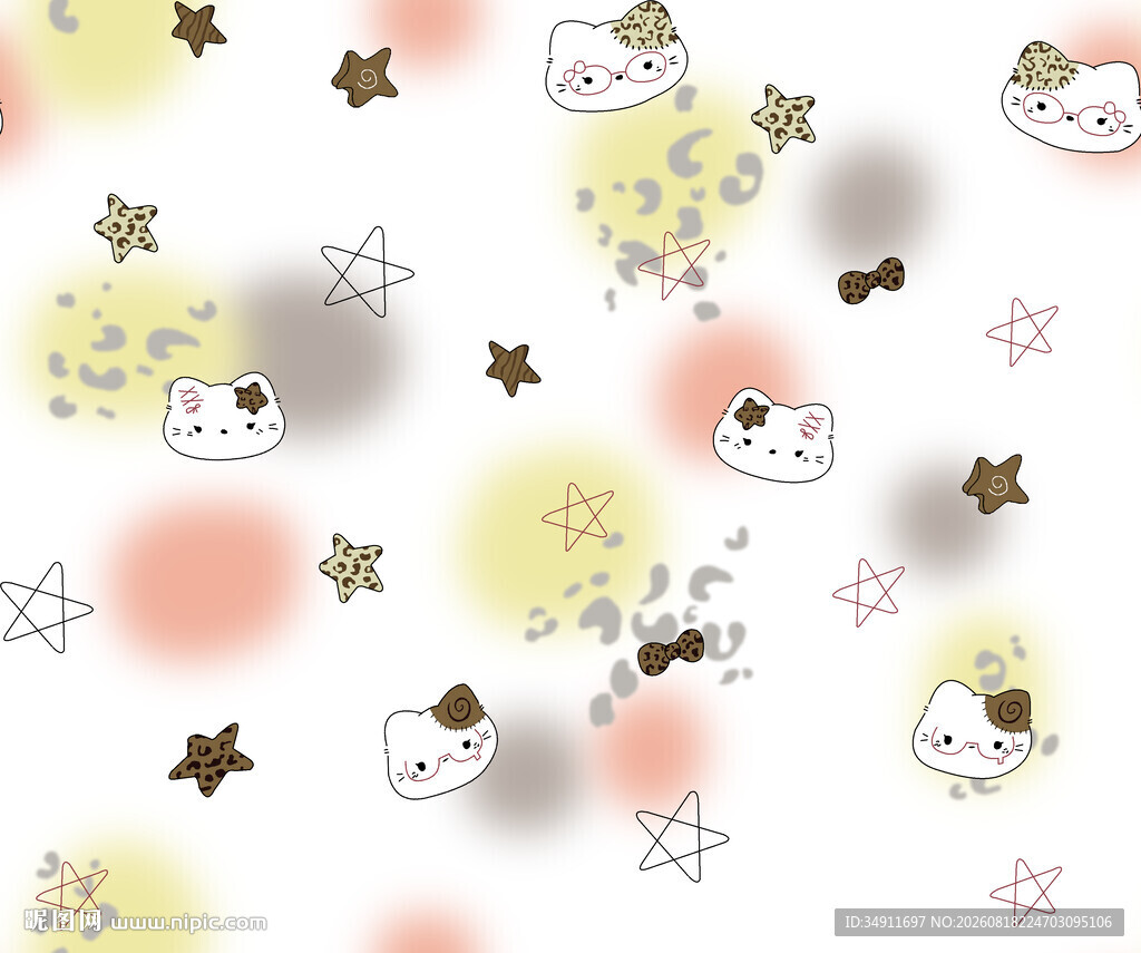 可爱卡通动物星星背景图