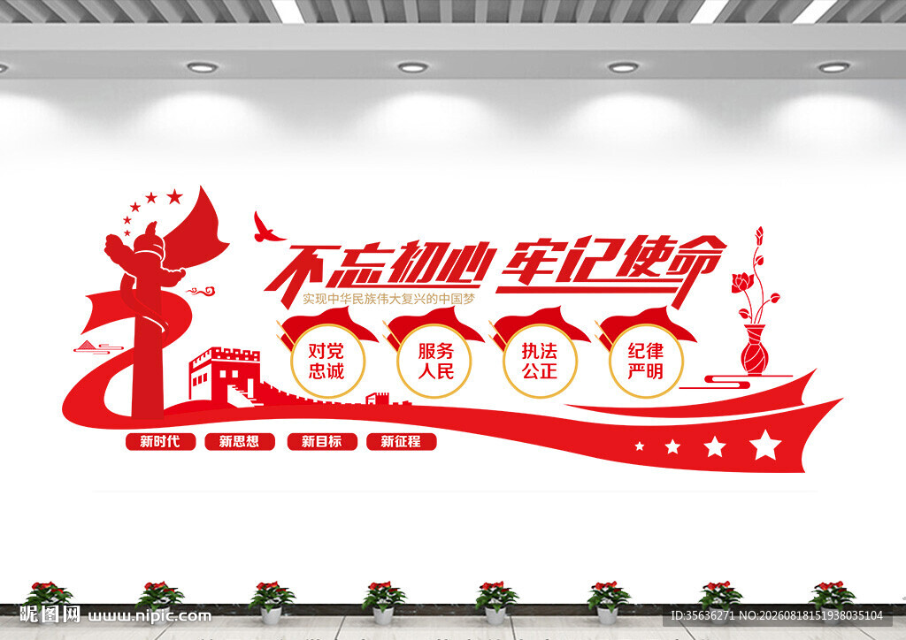 不忘初心文化墙