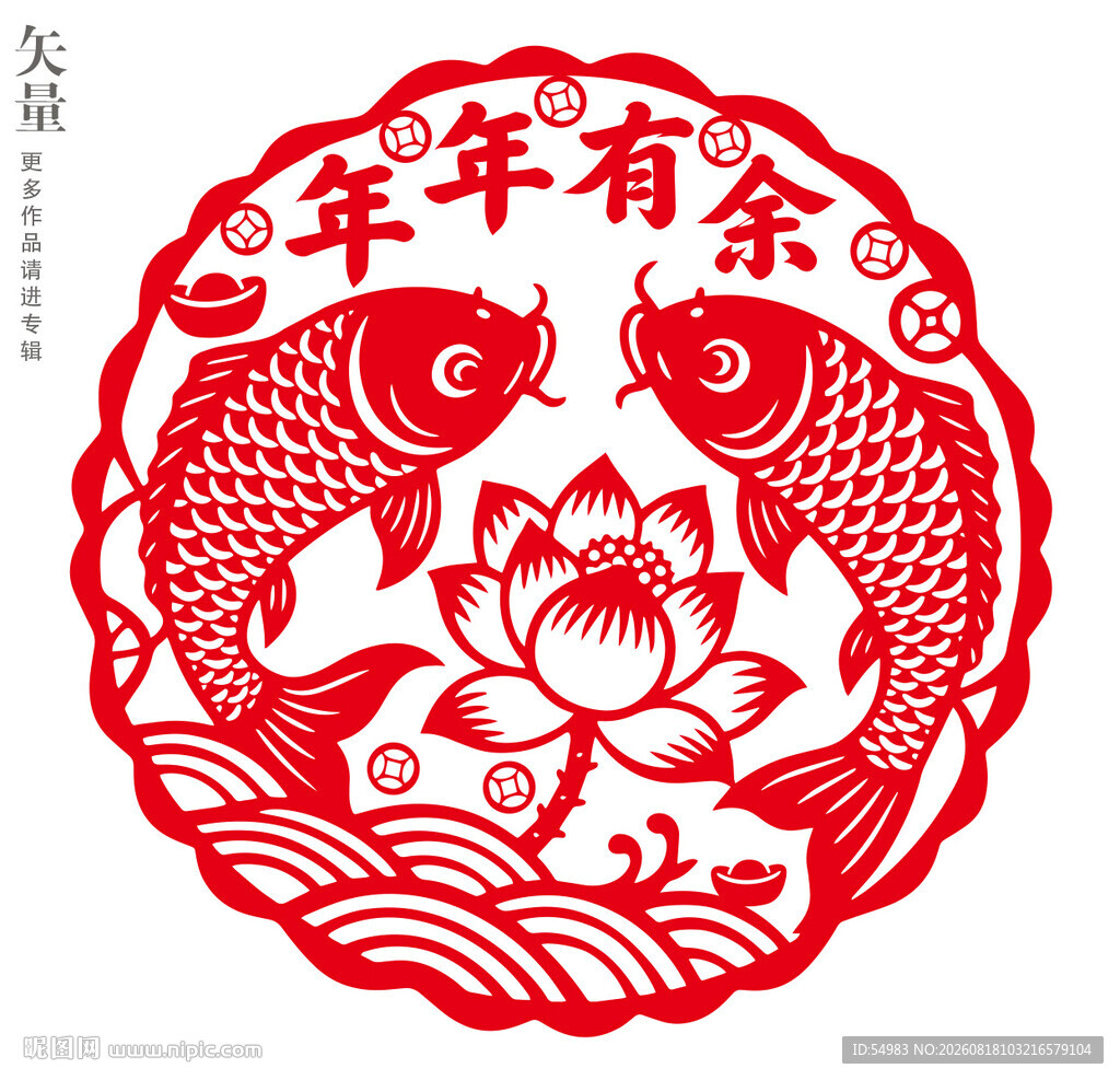 年年有余窗花静电贴装饰画