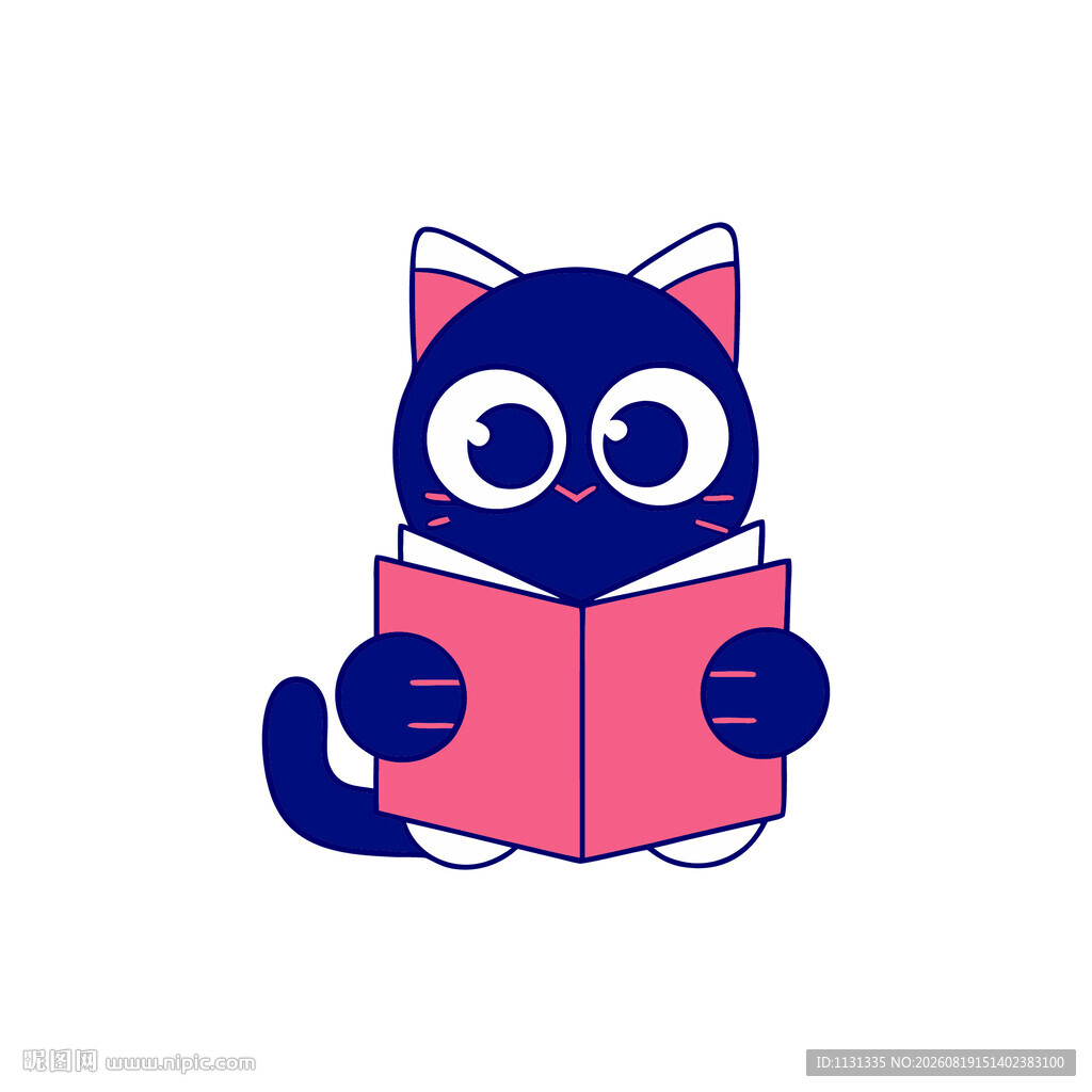 读书的卡通猫咪