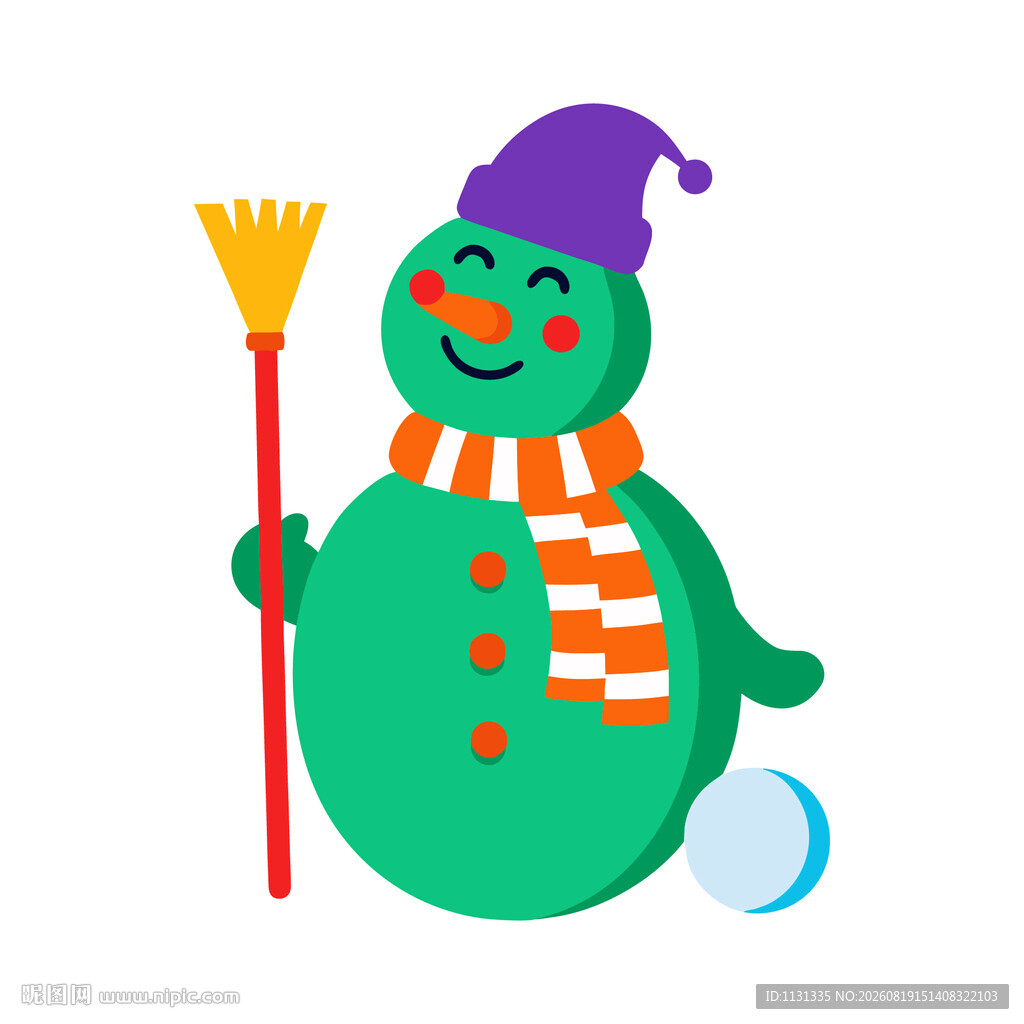 手持扫帚的欢乐雪人