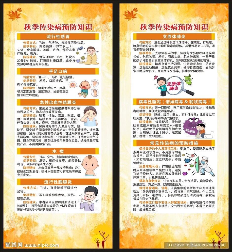 秋季传染病预防知识展架