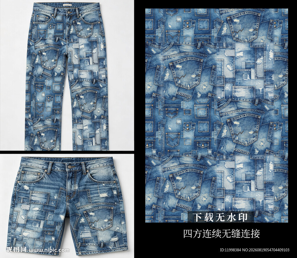 蓝调牛仔长裤与短裤款式展示