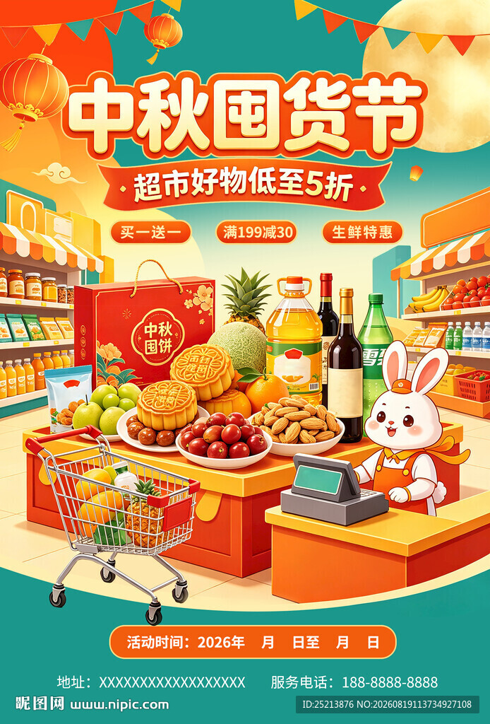 中秋国庆超市促销场景