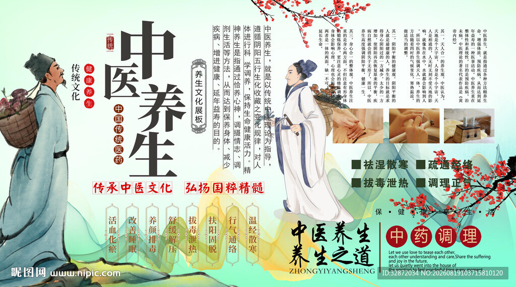 中医养生背景墙