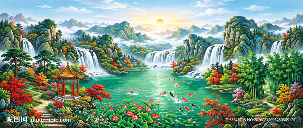 旭日东升国画