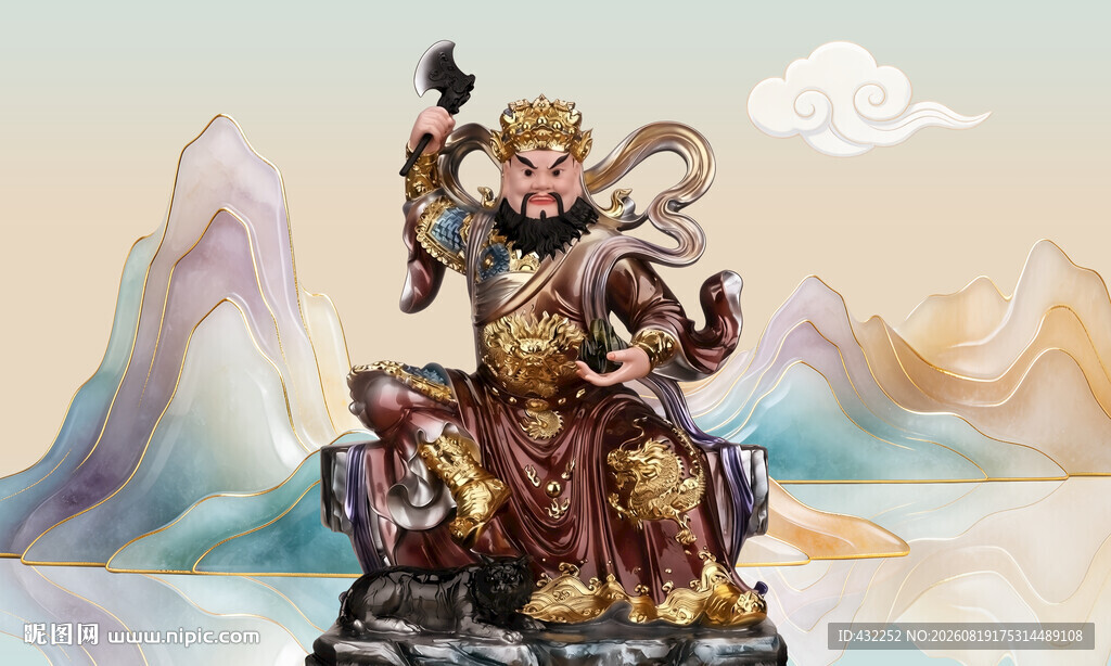 威武财山神像尽显祥瑞之气