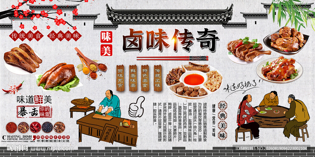 卤味传奇背景墙