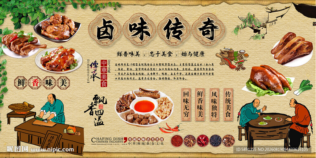卤味传奇背景墙