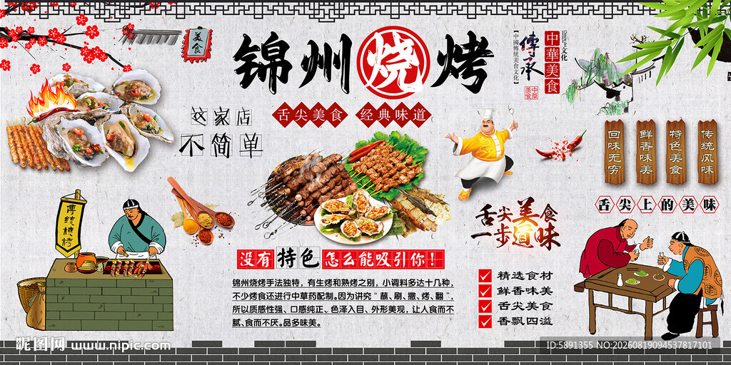 锦州烧烤背景墙