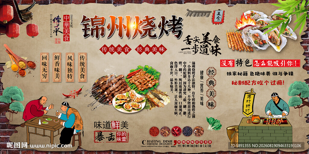 锦州烧烤背景墙