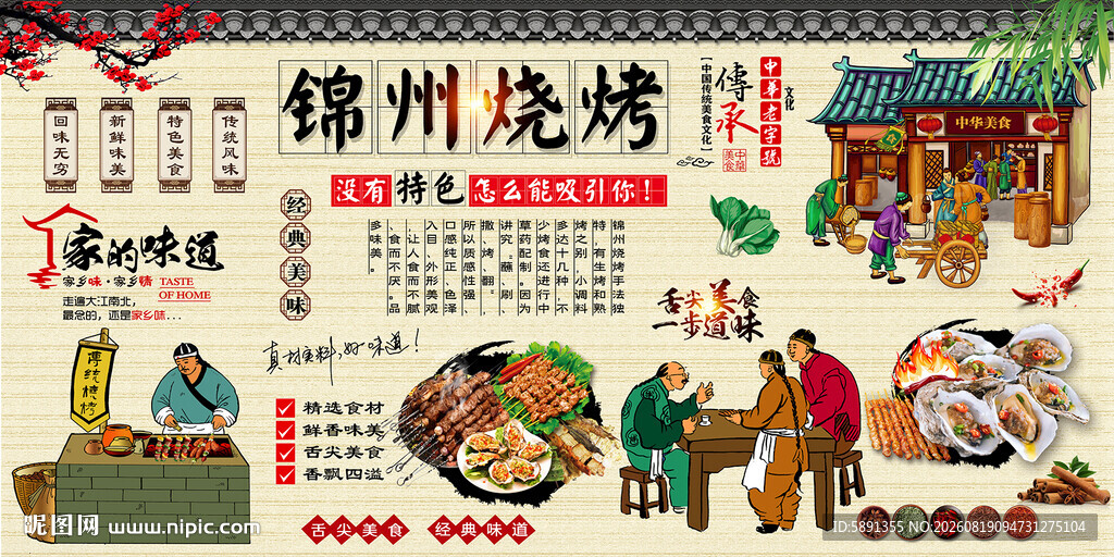 锦州烧烤背景墙