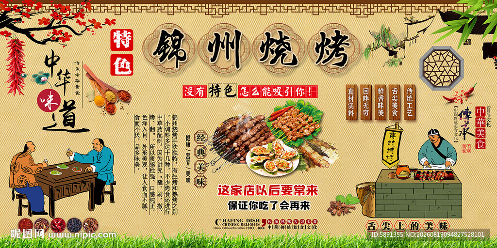 锦州烧烤背景墙