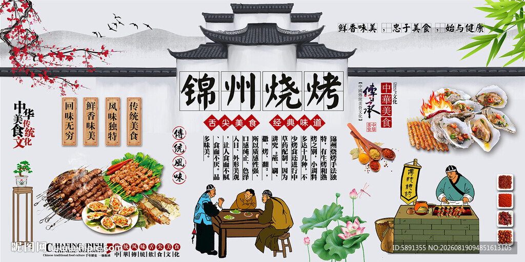 锦州烧烤背景墙