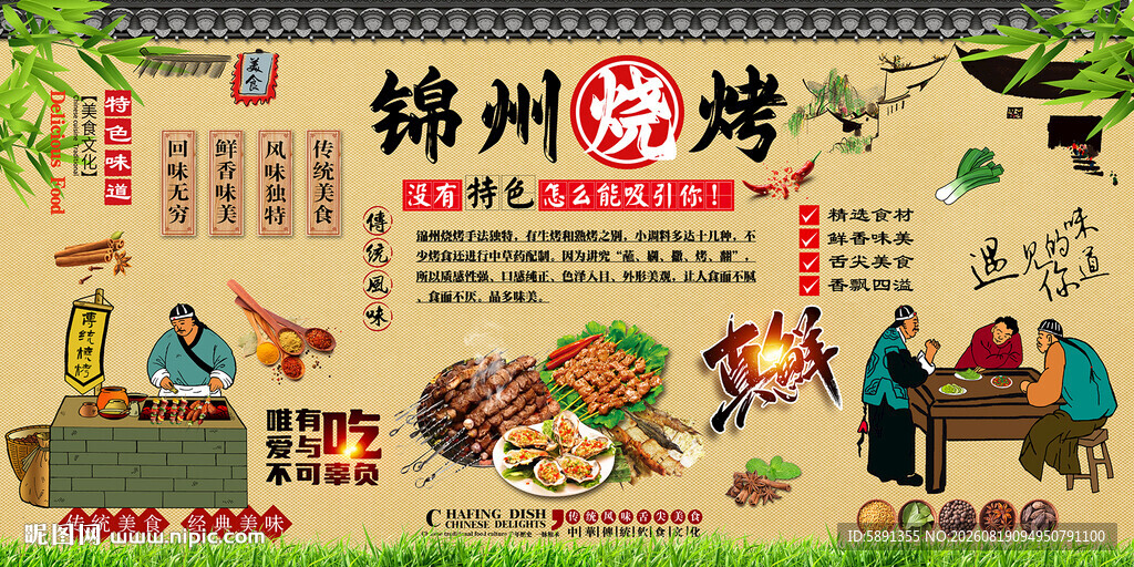 锦州烧烤背景墙