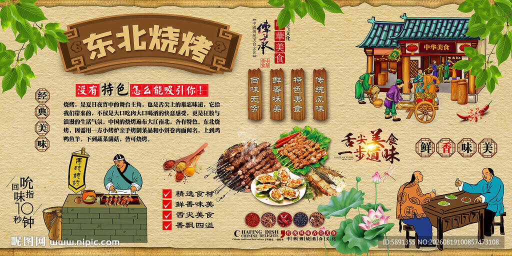 东北烧烤背景墙