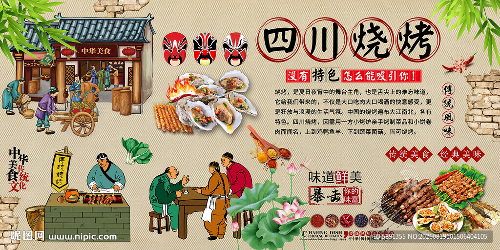 四川烧烤背景墙