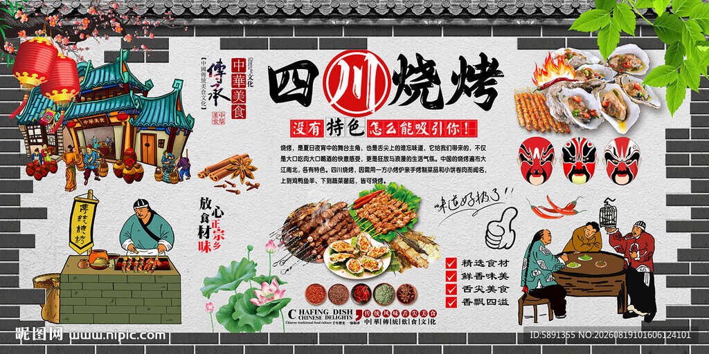 四川烧烤背景墙