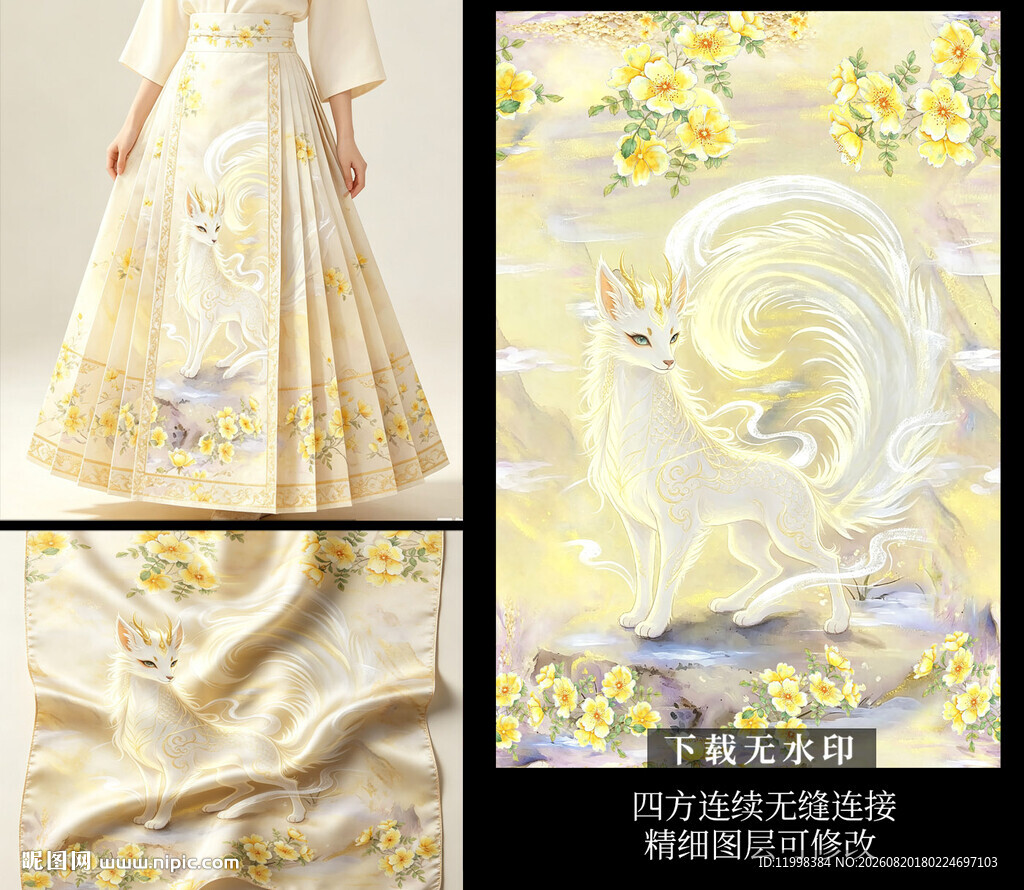 梦幻黄白系礼服与绘画设计