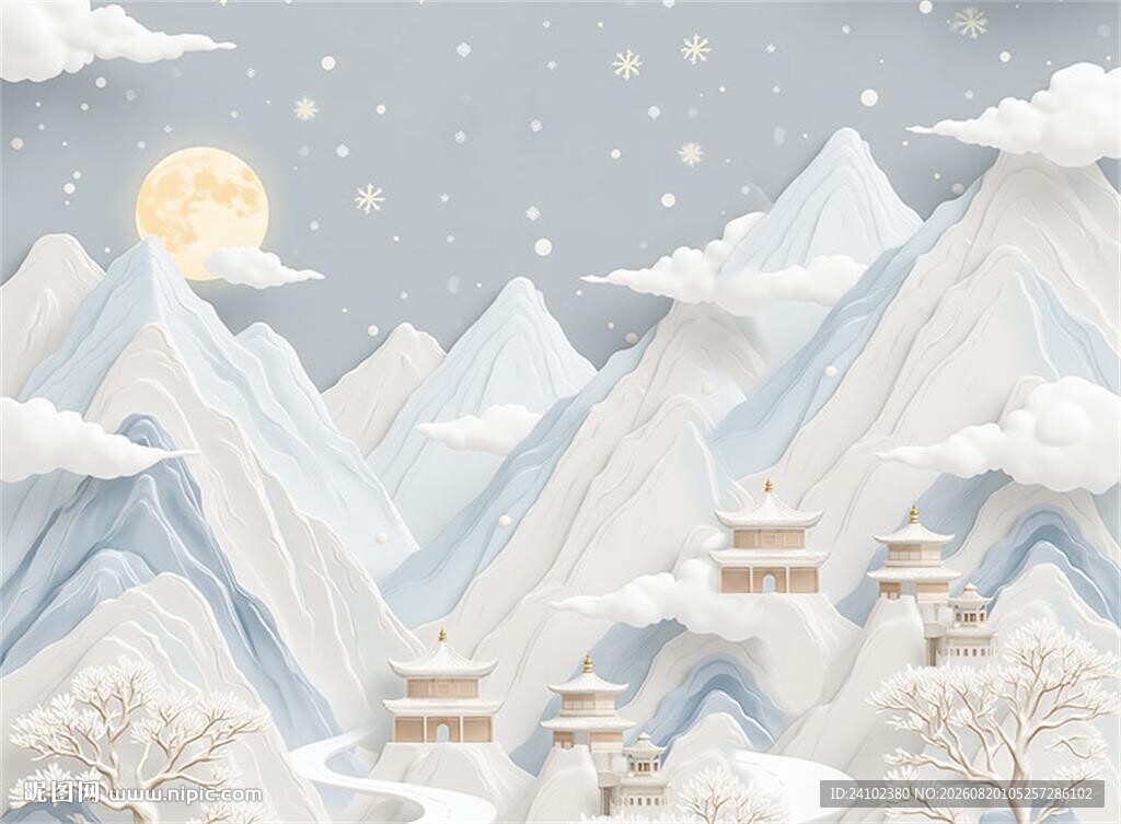 浮雕浪漫山水