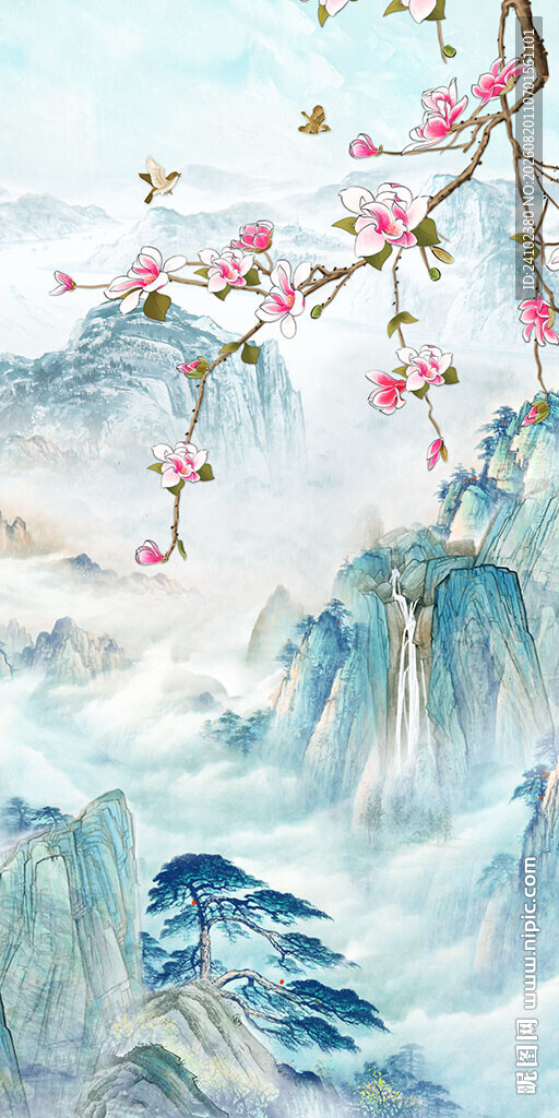 中式山水花鸟玄关
