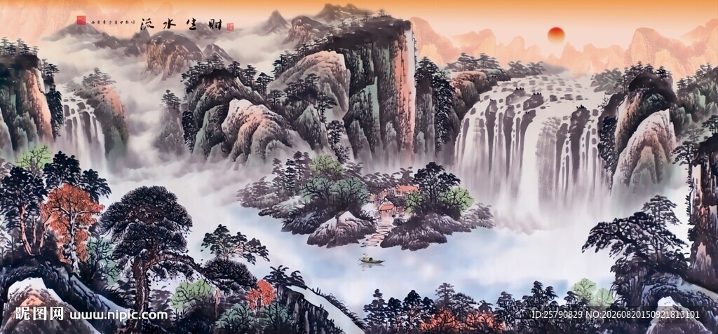 壮丽山水国画景观