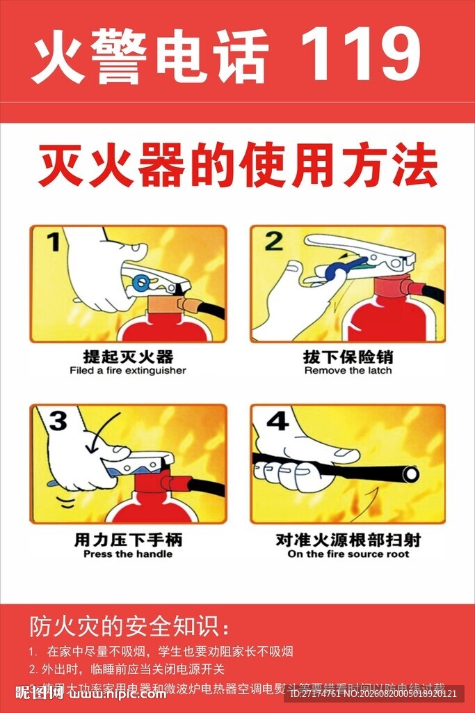 灭火器使用方法及火警电话