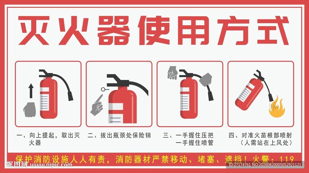 灭火器使用方式图示