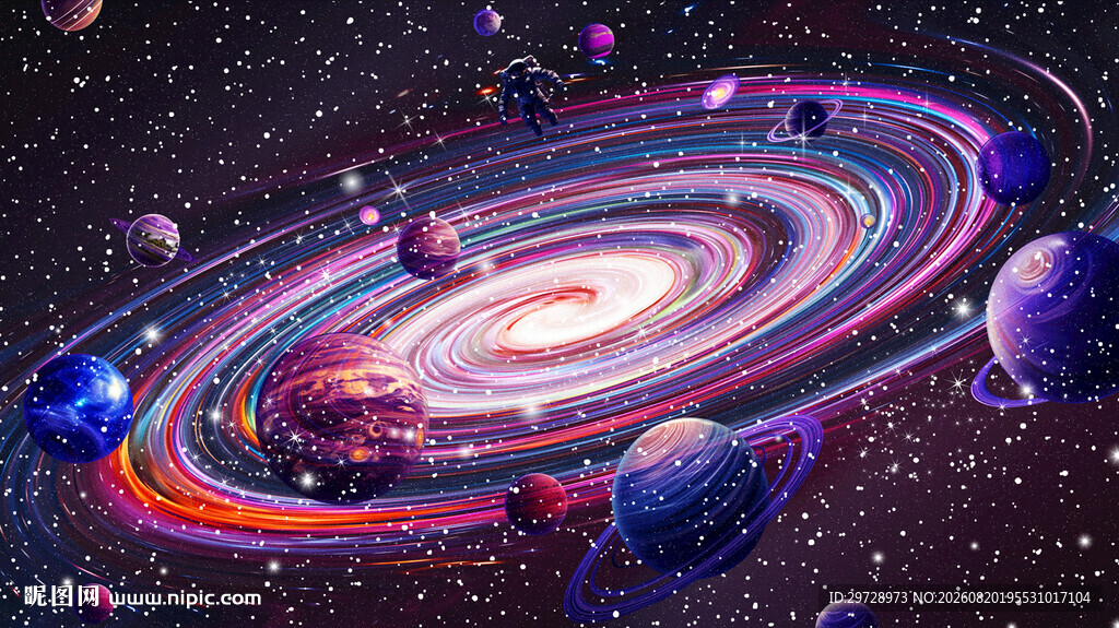 绚丽星空旋涡多彩星球