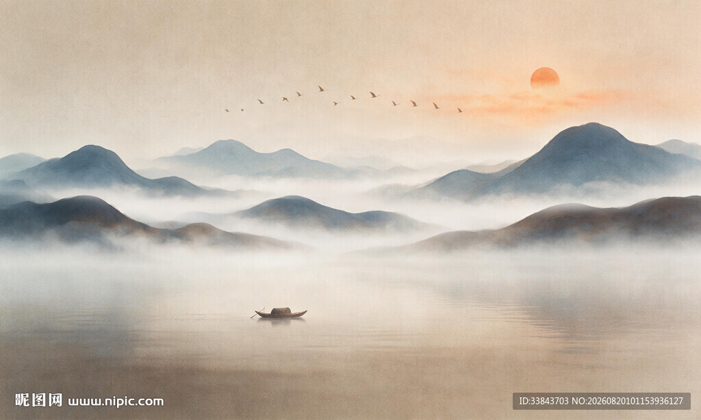 新中式水墨山水画