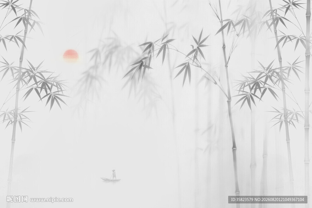 水墨竹叶背景墙