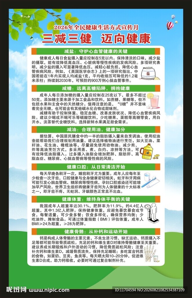 全民健康生活方式宣传月海报