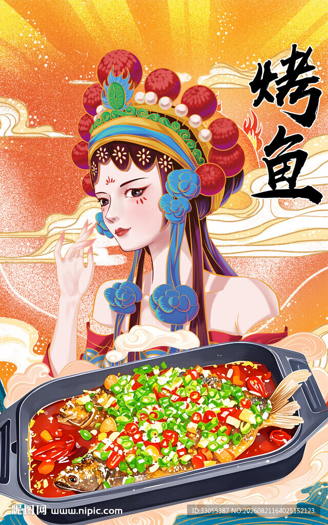 烤鱼背景