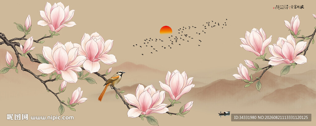 玉兰花背景墙