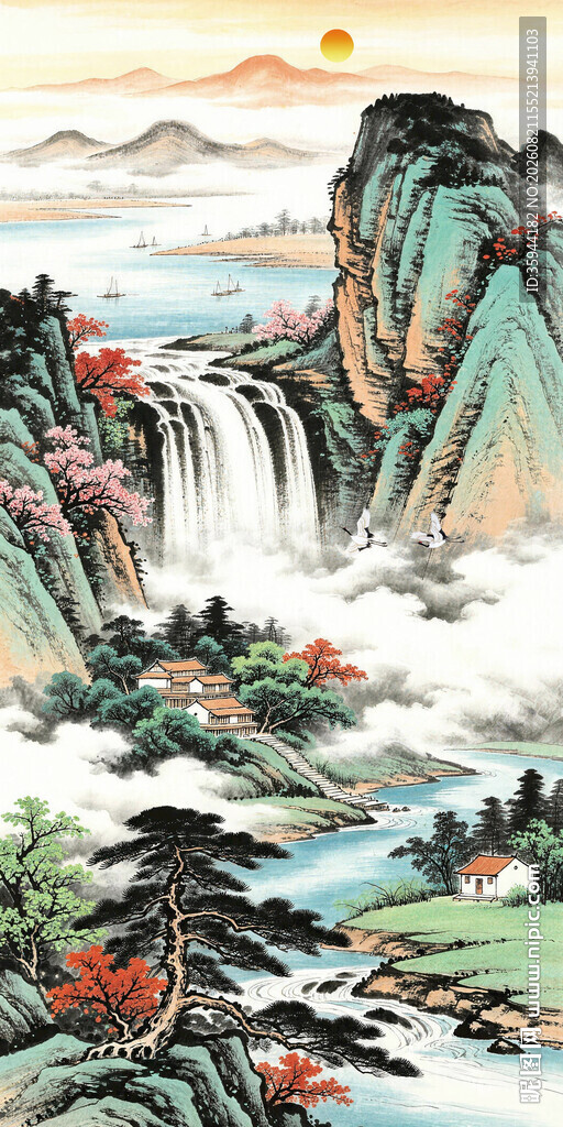 紫气东来国画