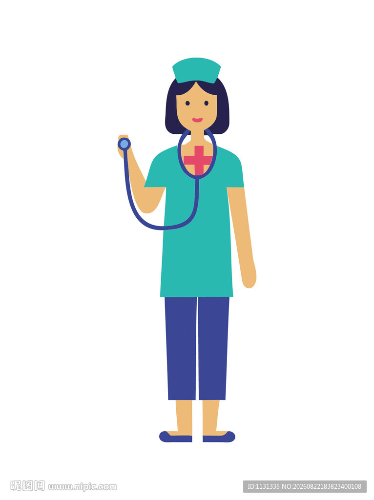 女医护人员手持听诊器形象