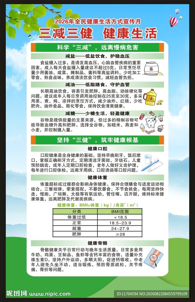 全民健康生活方式宣传月海报