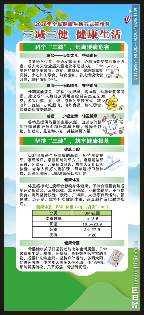 全民健康生活方式宣传月展架