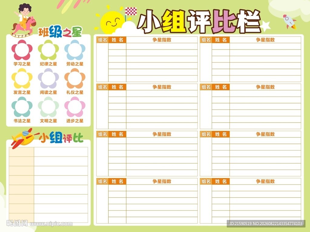 小组评比栏