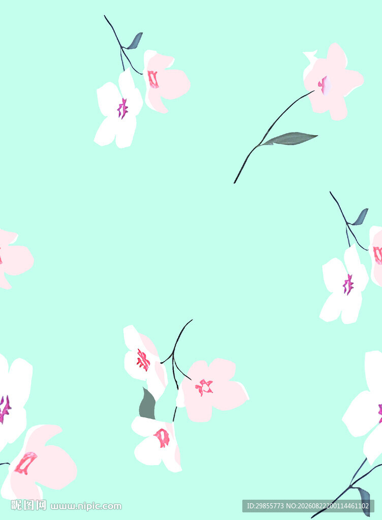 清新淡粉花朵背景图